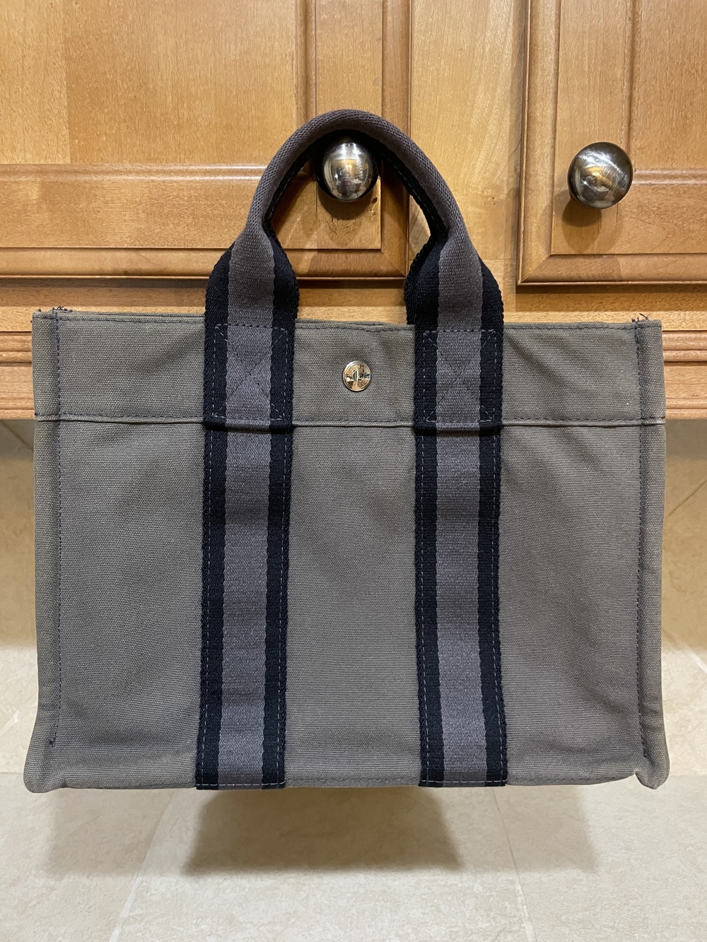 Hermès Fourre Tout PM Gray Canvas Tote Bag Handbag
